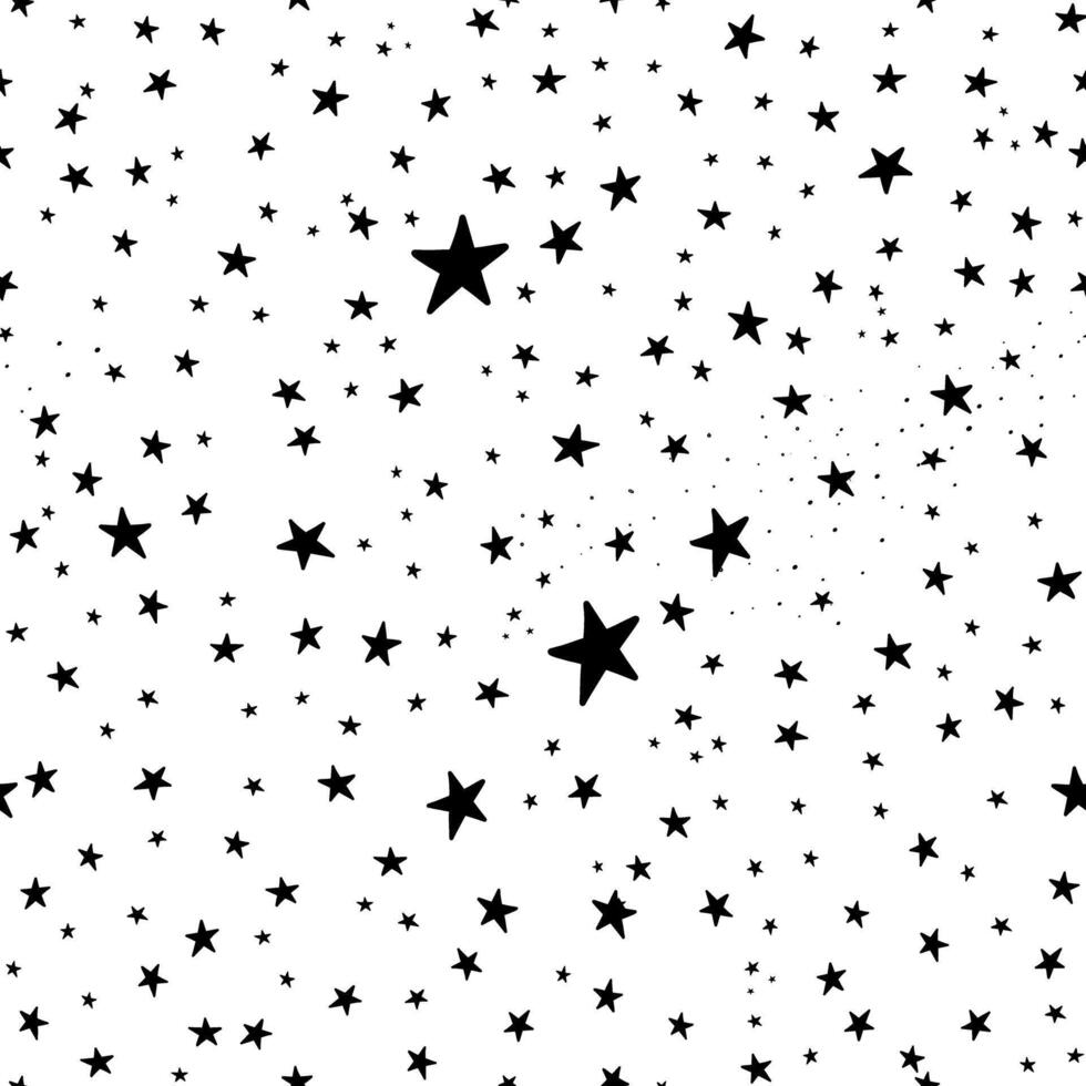 Black stars with white background seamless pattern vector