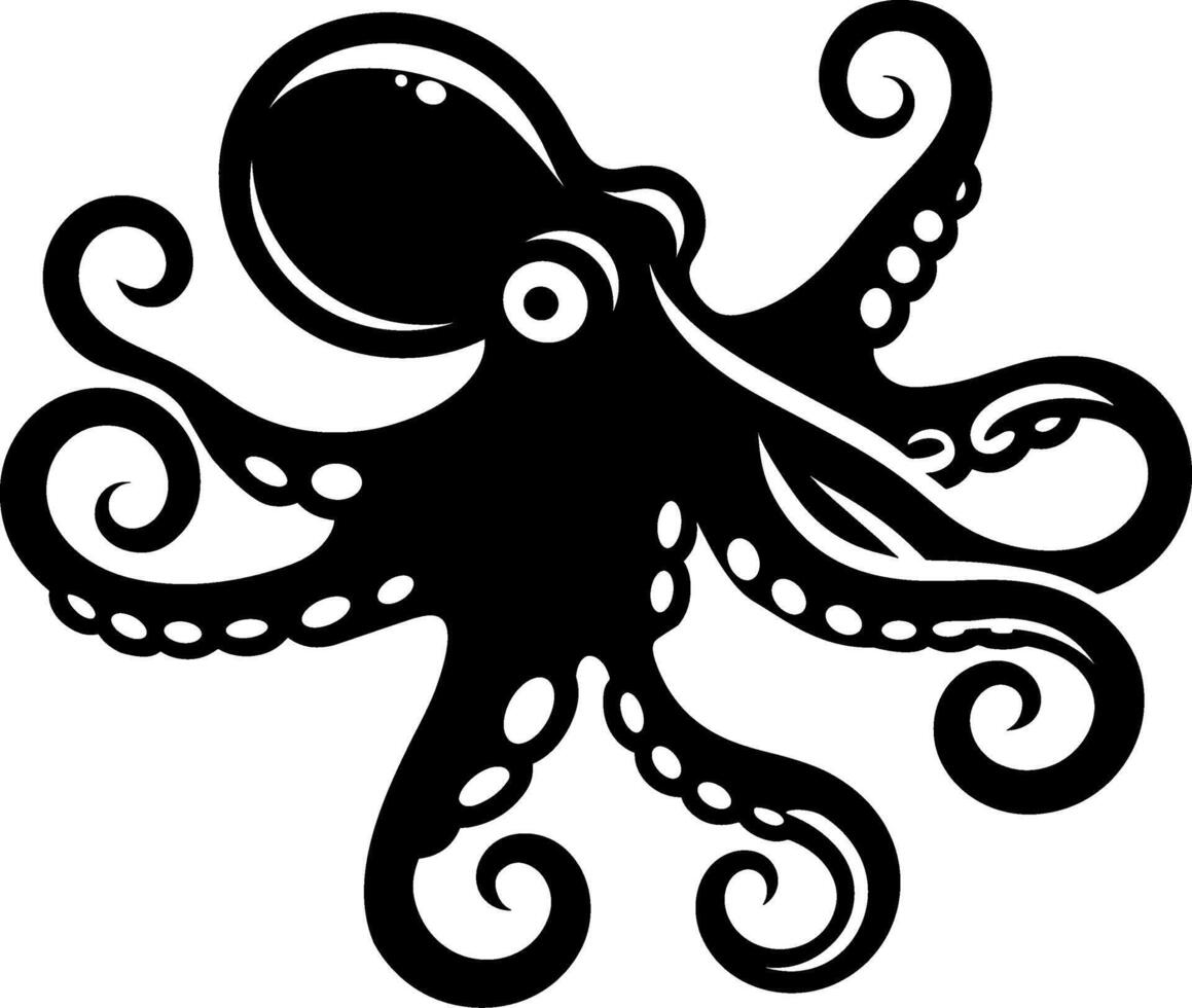 Octopus Silhouette Marine Animal Clipart vector
