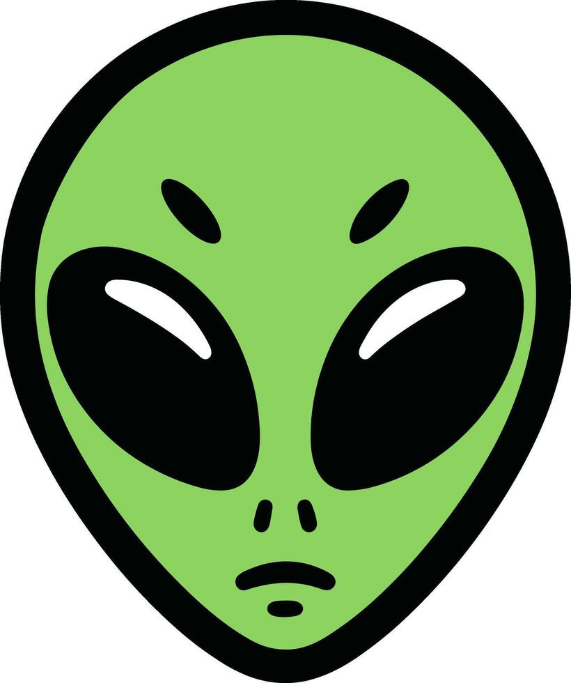 Green Alien Face Sci-Fi Extraterrestrial Icon vector