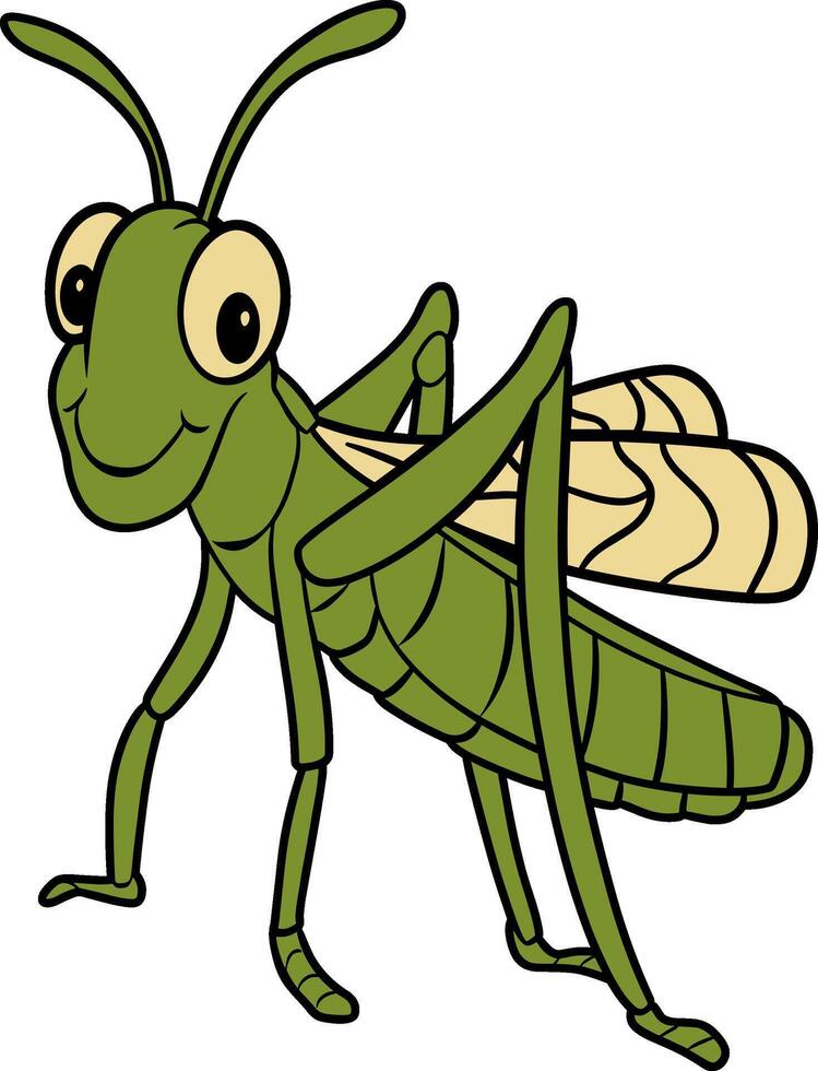 Cute Cartoon Grasshopper Smiling Insect Illustration vector