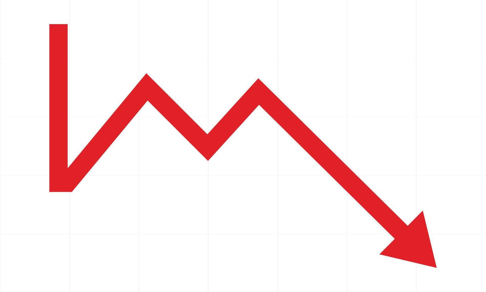 Red downward trending graph depicting market decline. vector