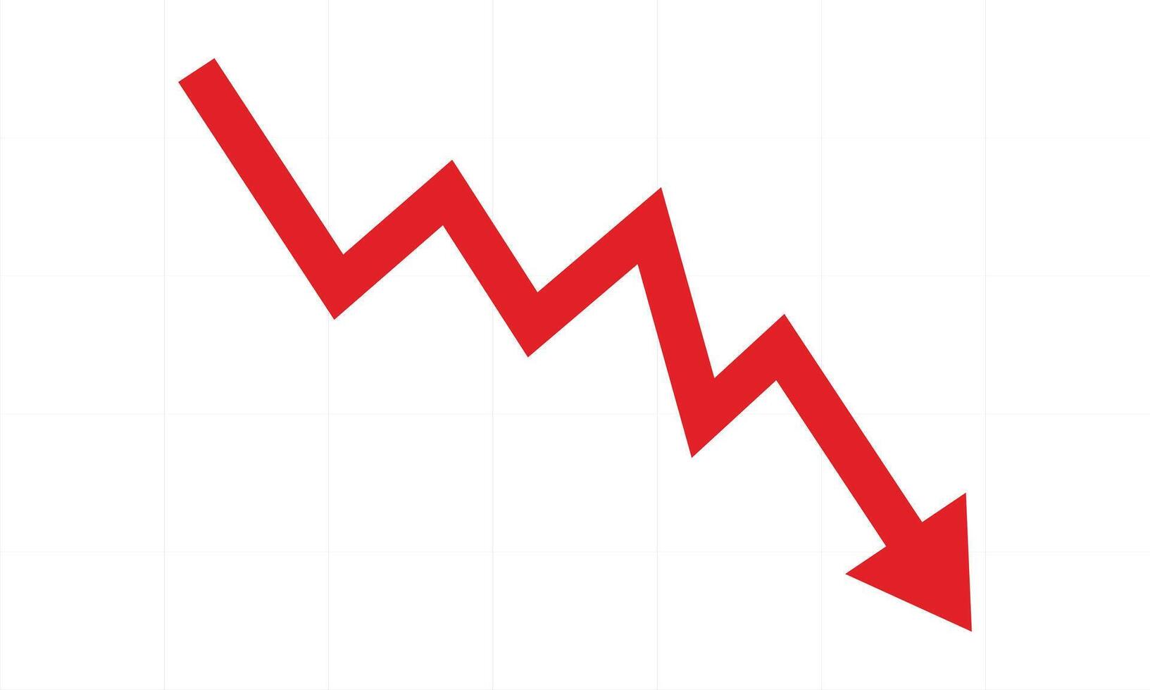 Red downward trend graph showing a decline in value vector