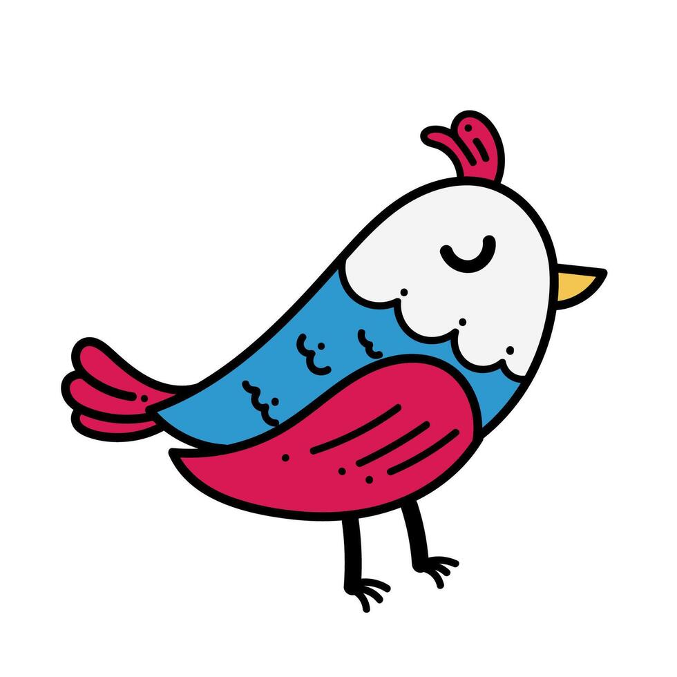 A cartoon bird with a red and blue beak vector