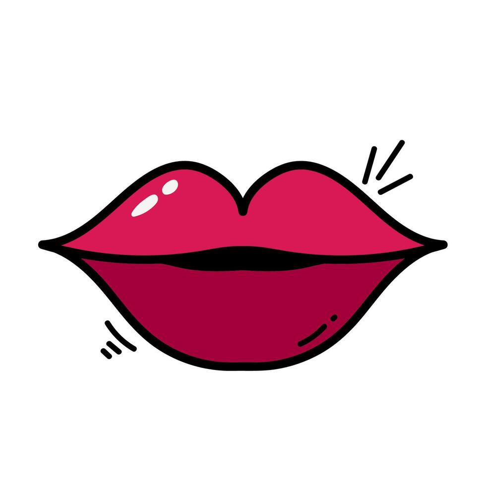 A red lips icon on a white background vector