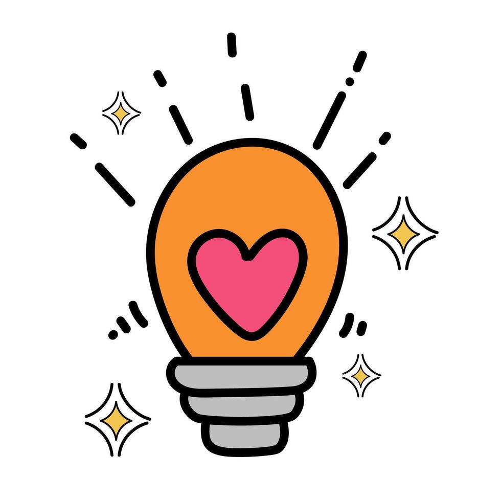 Light bulb with heart icon illustration vector