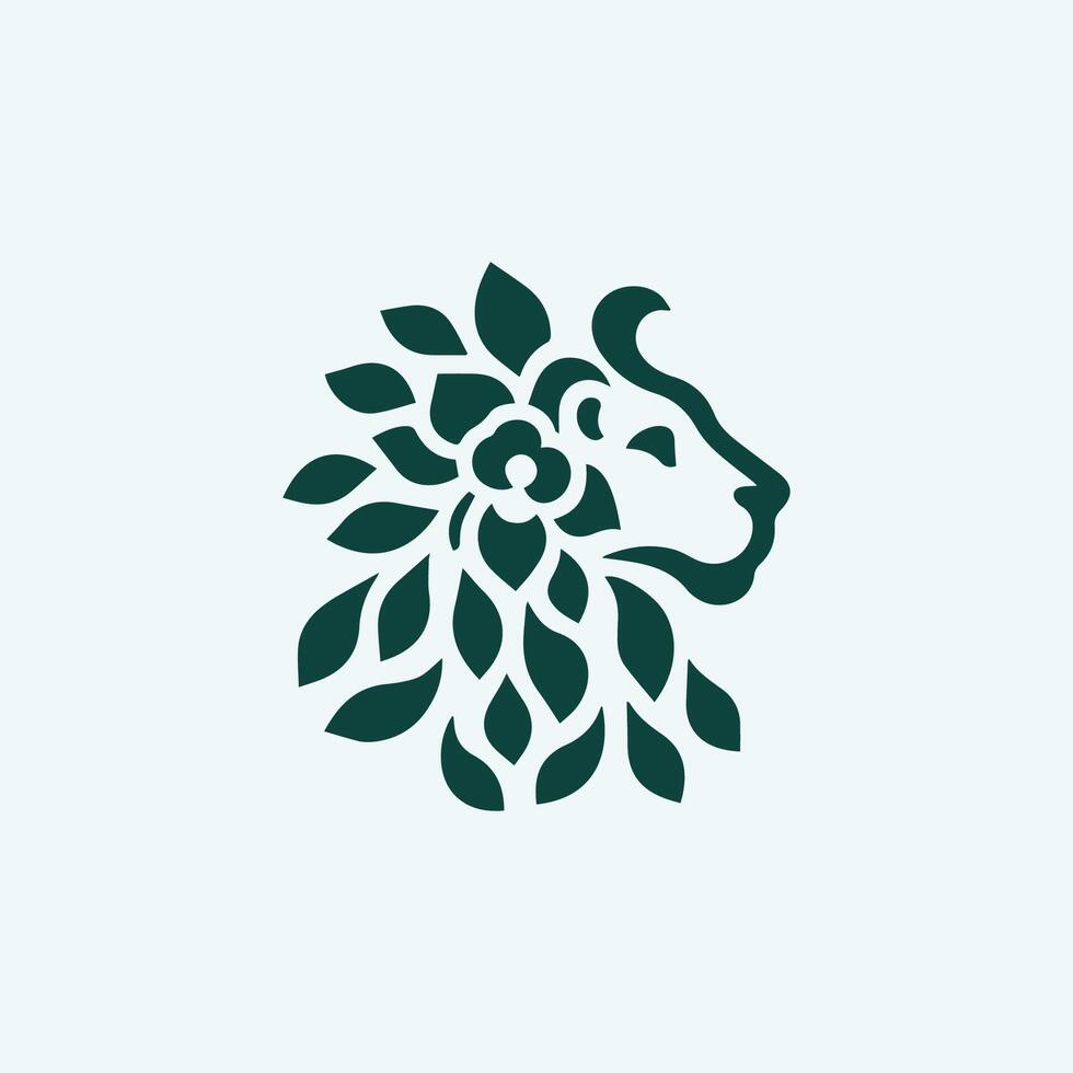 a lion head with leaves on it vector