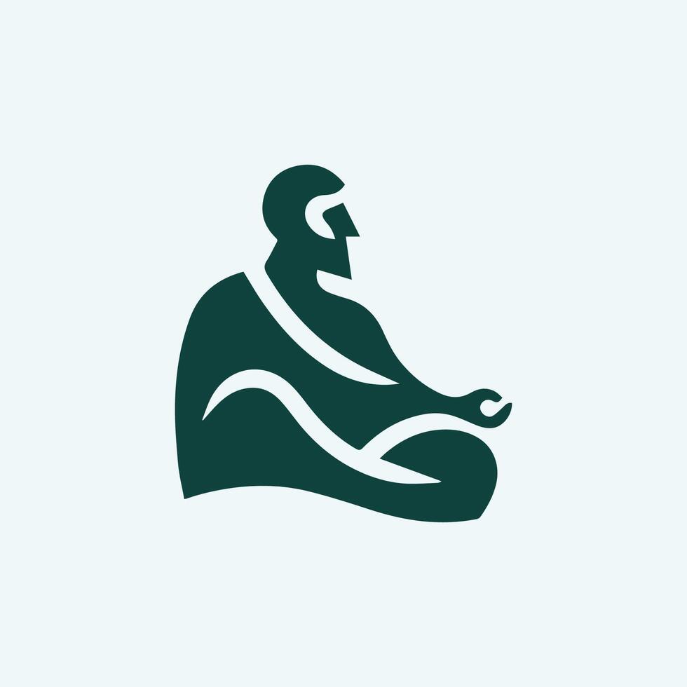 a man sitting in a lotus position with his hands on his knees vector