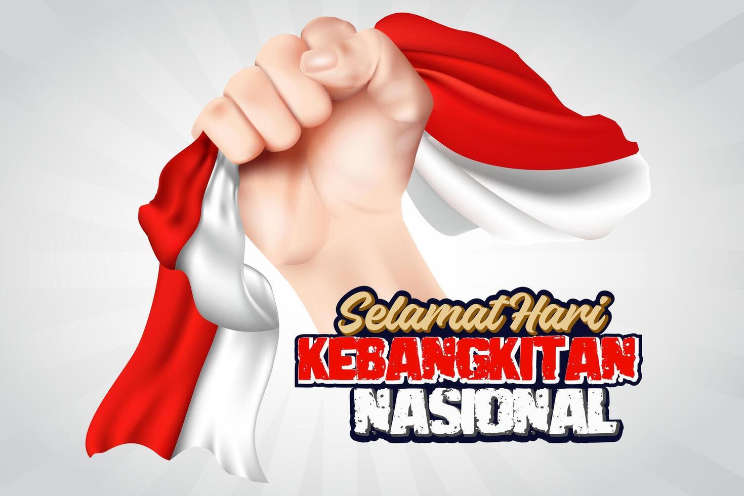 National Resurgence day Indonesia hand holding flag illustration vector