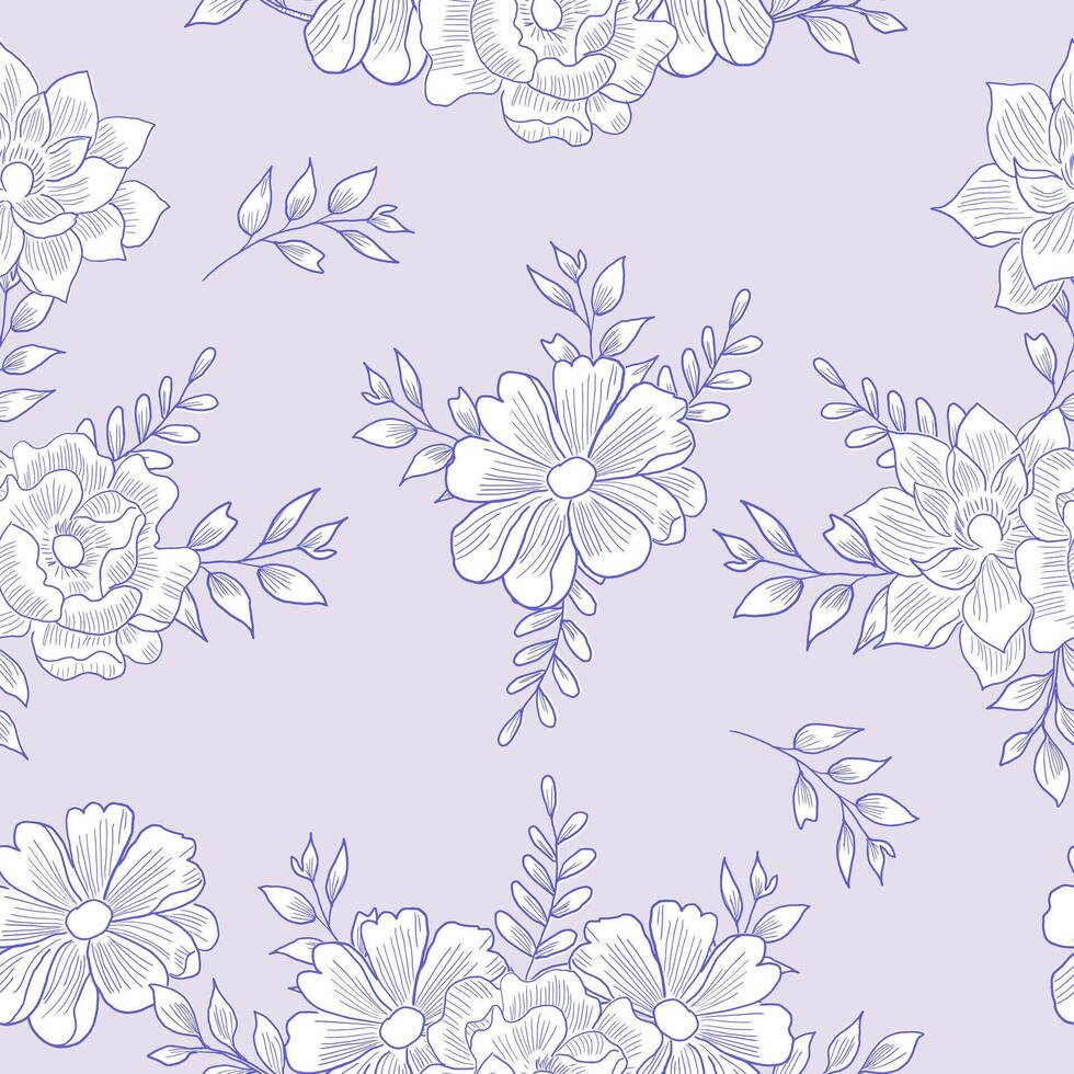 Seamless Pattern with Anemone and Aster Flower vector