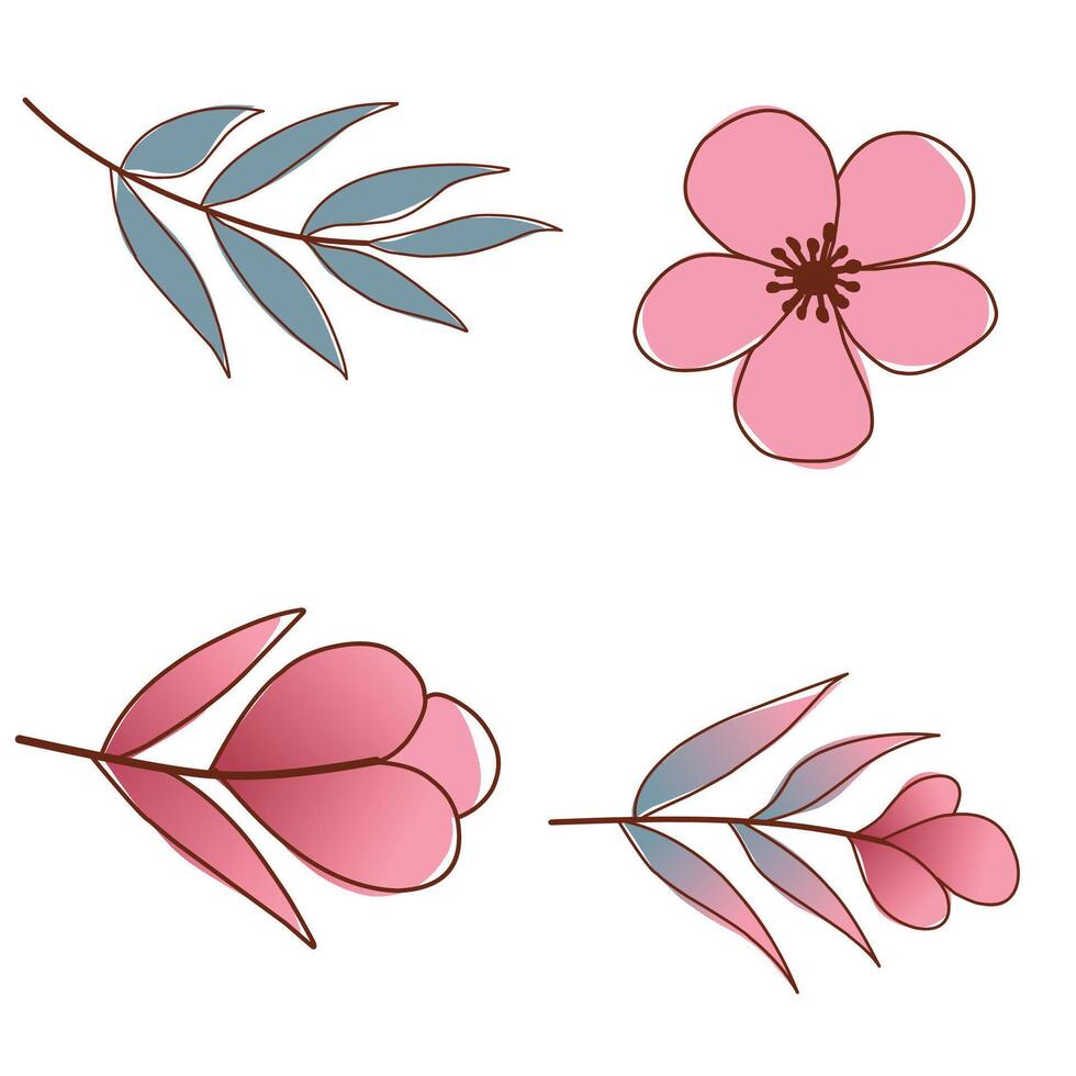 elegant abstract flower and leaf design vector