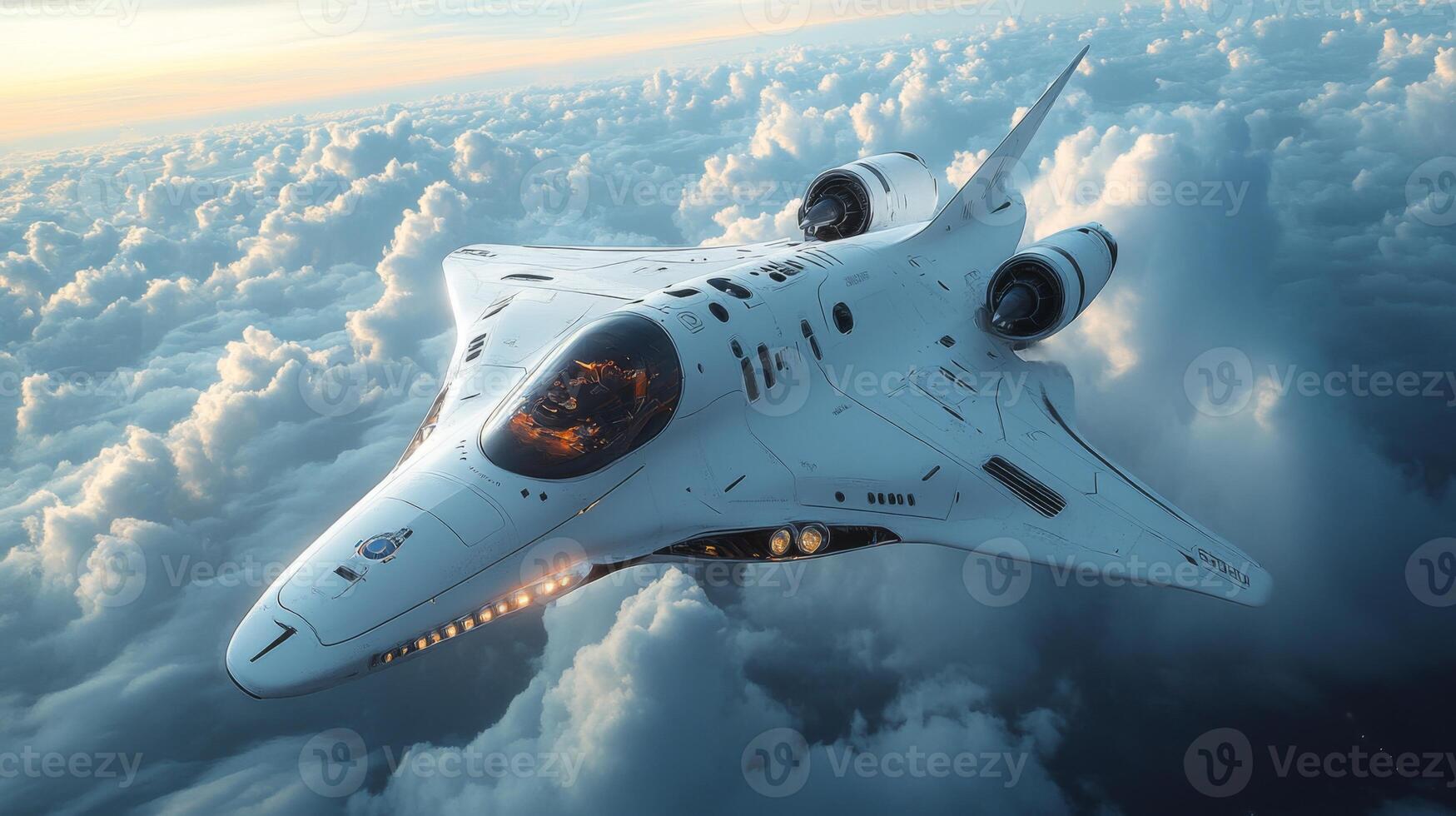 A sleek spaceplane glides effortlessly above the clouds, demonstrating advanced propulsion technology and innovative designs for future aerospace endeavors in hypersonic travel. photo