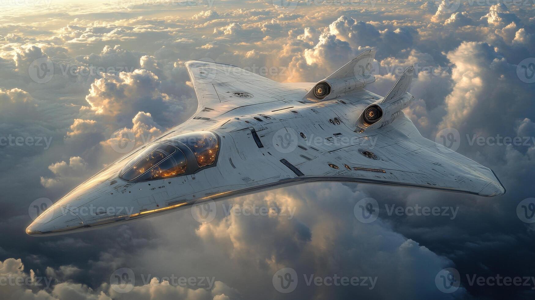 A sleek spaceplane glides gracefully above the cloud layer in a high altitude hypersonic test flight, demonstrating cutting edge propulsion and aerodynamics innovation in aerospace. photo