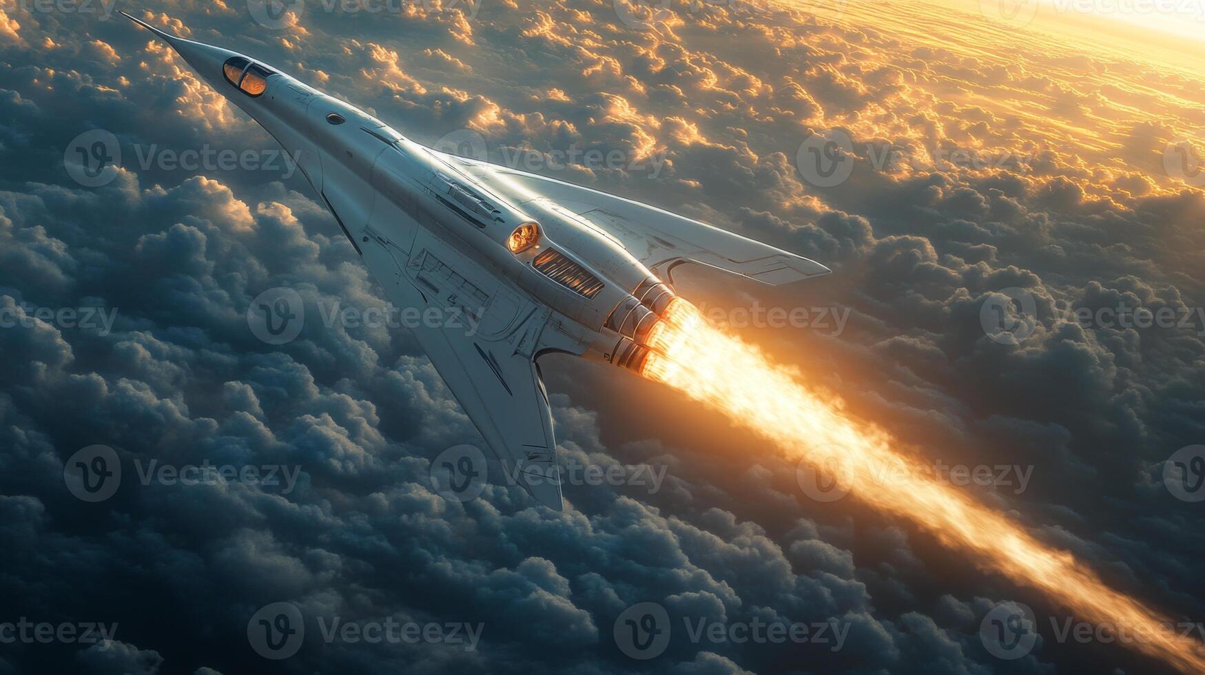 A state of the art rocket ascends into the atmosphere, leaving a trail of fiery propulsion as it conducts a hypersonic test flight, highlighting significant advancements in aerospace innovation photo