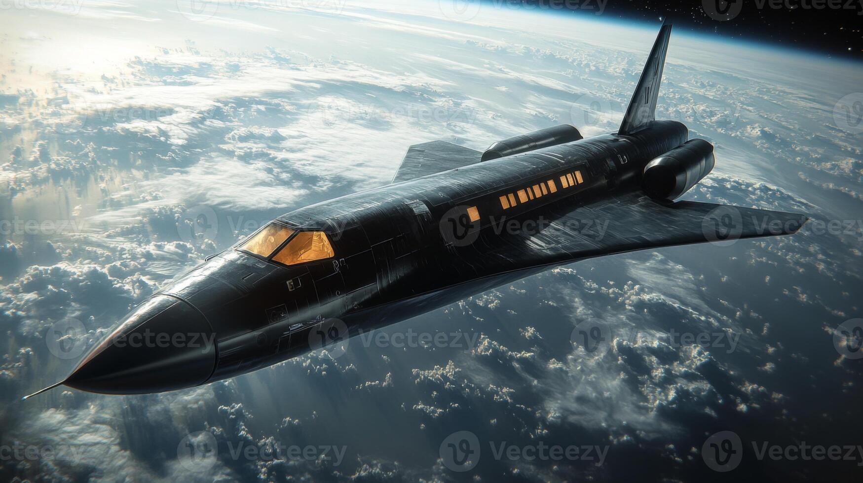 A futuristic spaceplane equipped with advanced propulsion technology ascends above Earth, demonstrating new capabilities in hypersonic flight and airlaunch systems, emphasizing aerospace innovation. photo