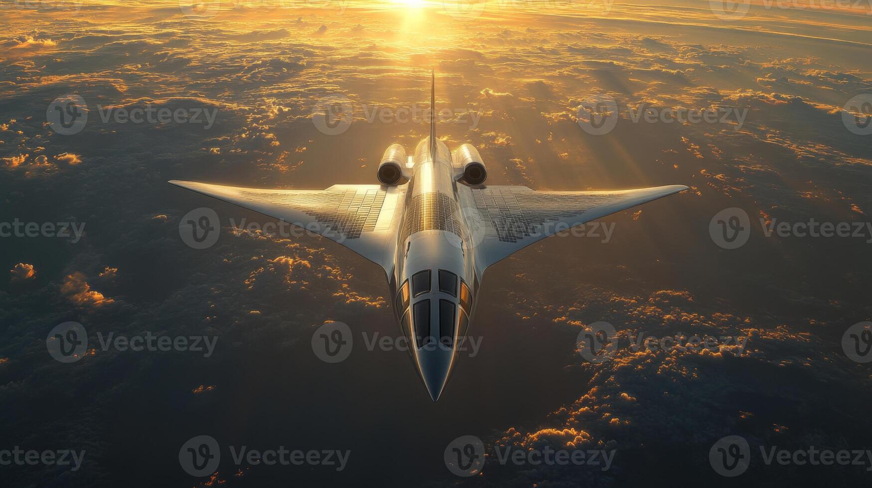 A hypersonic spaceplane ascends through the atmosphere during dawn, showcasing cutting edge propulsion technology and design in aerospace innovation and spaceflight advancements. photo