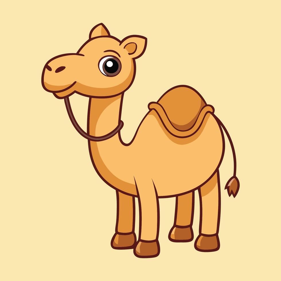 Cute Camel Standing Adorable Desert Animal Cartoon Illustration vector