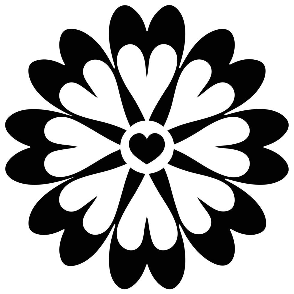Simple flower outline sketch black and white. vector