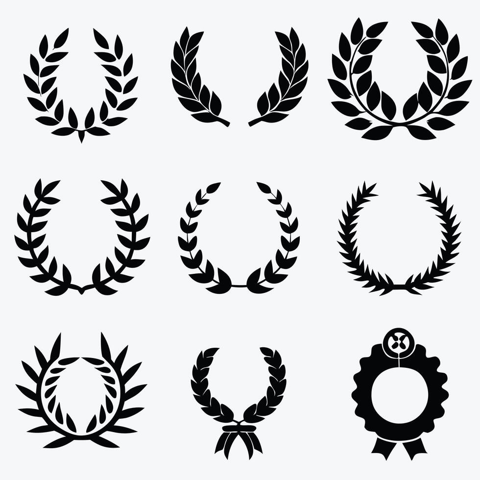 Elegant laurel wreaths in black silhouette. vector