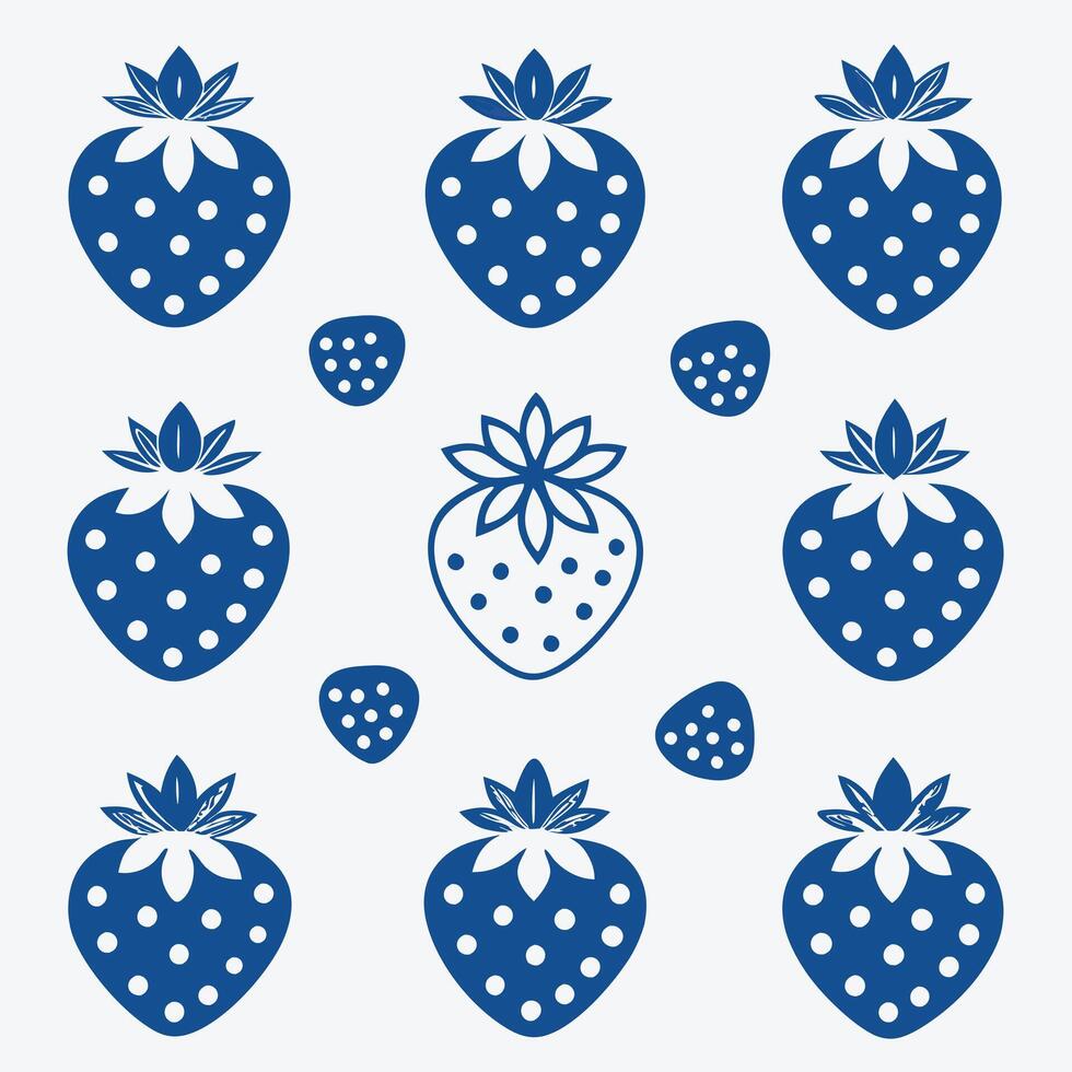 Strawberry outlines with black and white artistic touch. vector