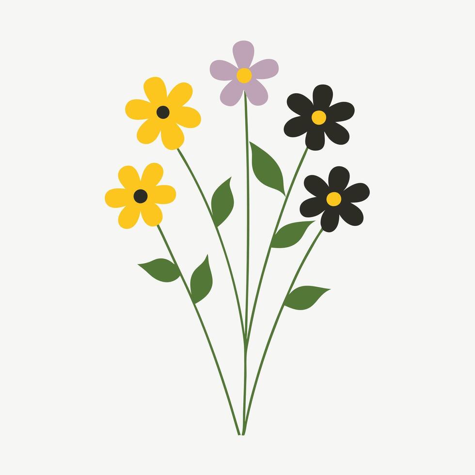 Simple botanical colorful bloom art. vector