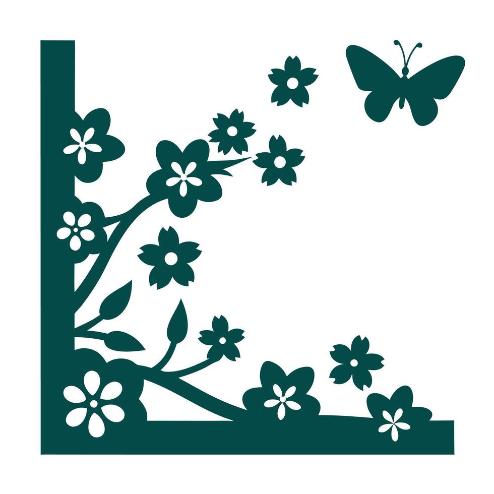 Floral design black and white. vector