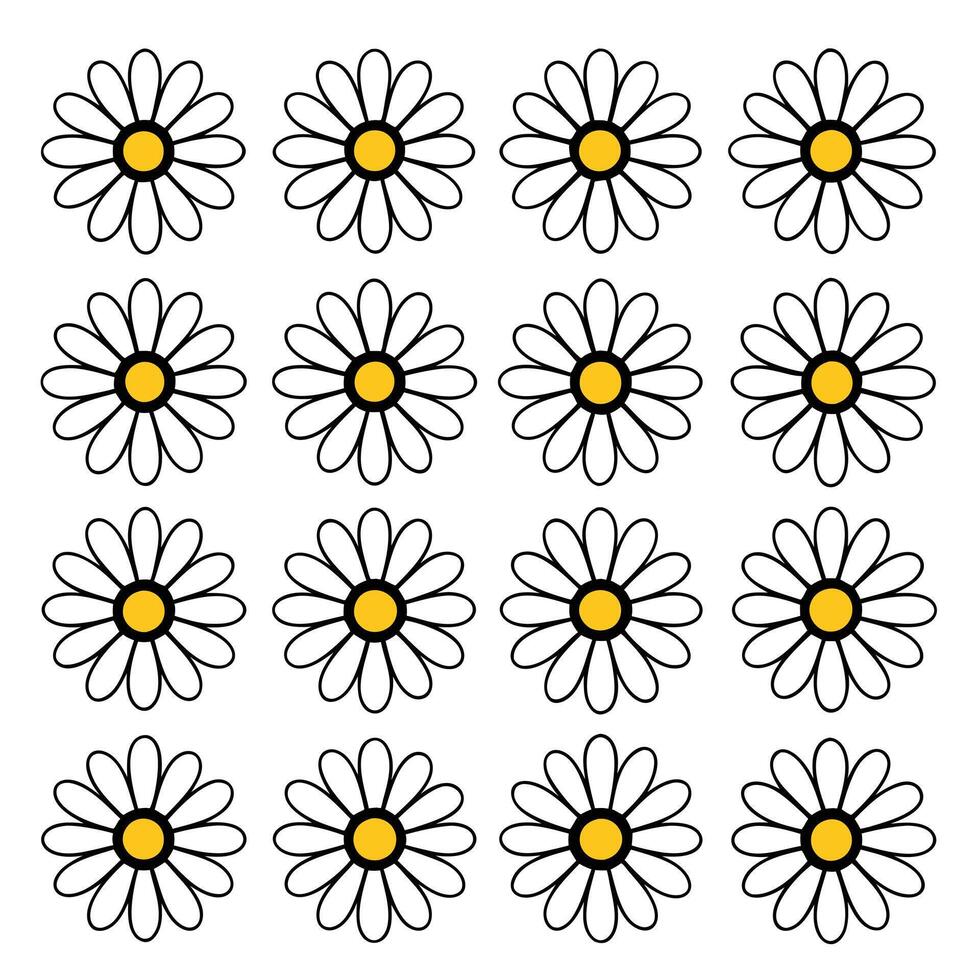 Simple daisy flower pattern repeating design. vector