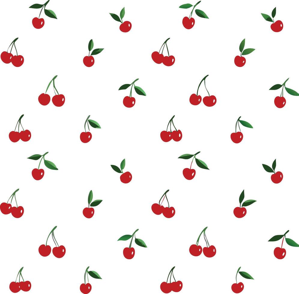 Cherry pattern wallpaper adorable red cherry art. vector