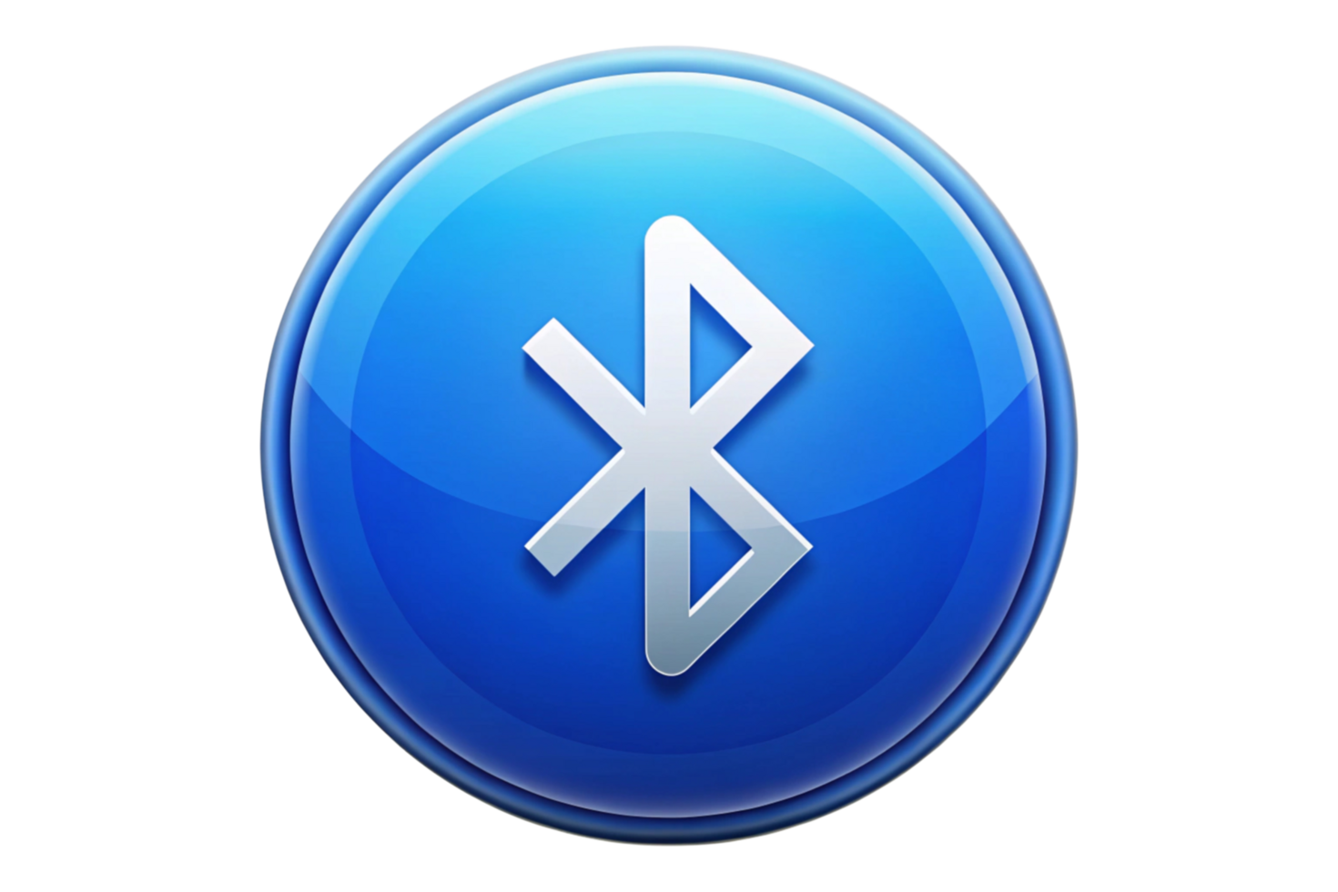 High quality glossy Bluetooth icon with futuristic blue theme, symbolizing data transfer and wireless technology png