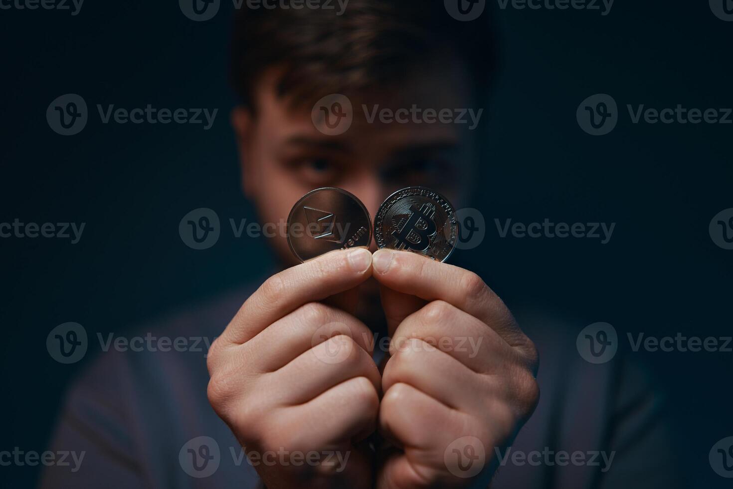 Cryptocurrency hype. Bitcoin markets. Yak man mined bitcoin. photo