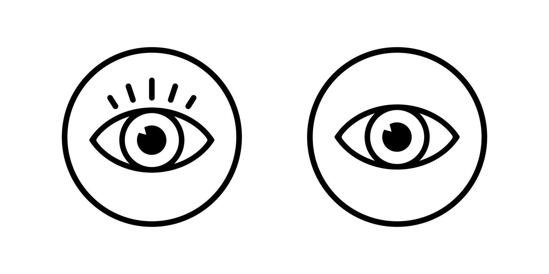 Eye, view icon on circle line. Eyesight vision sign symbol vector