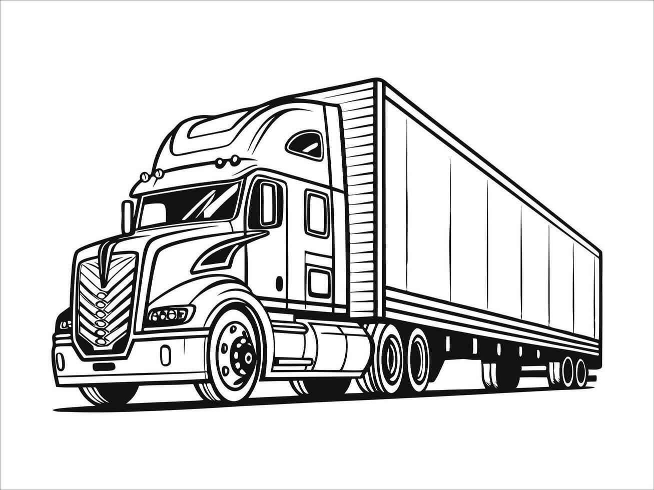 Heavy Hauler A Bold Semi-Truck with Trailer Design vector