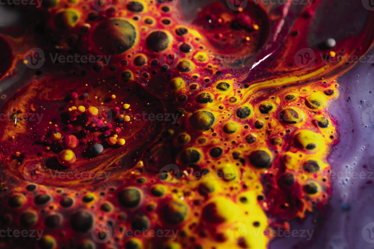 Color abstraction. Creative macro photography of bubbles in liquid. photo