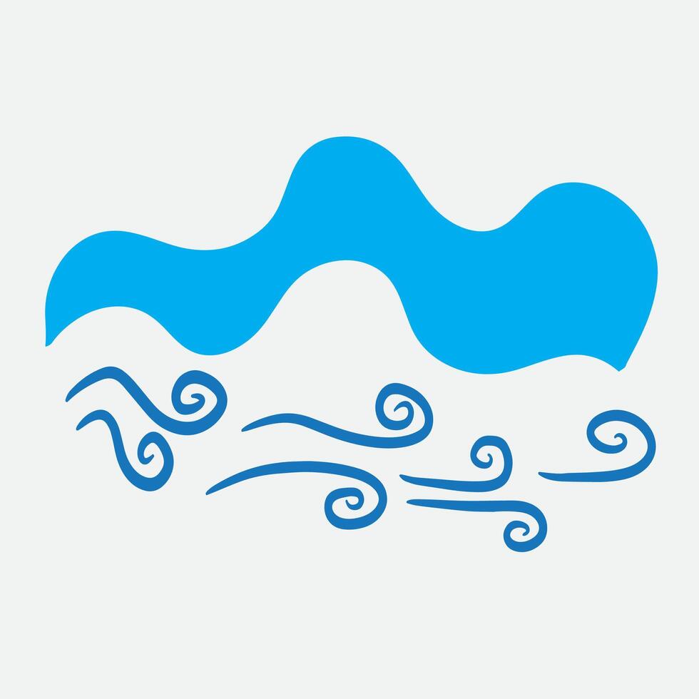 blue windy cloud icon illustration elegant vector