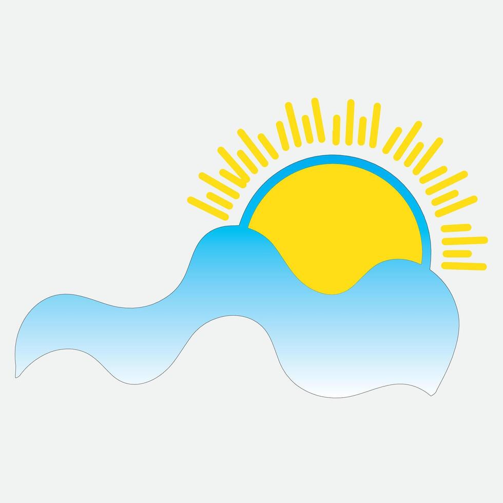 sun cloud icon shine flat style vector