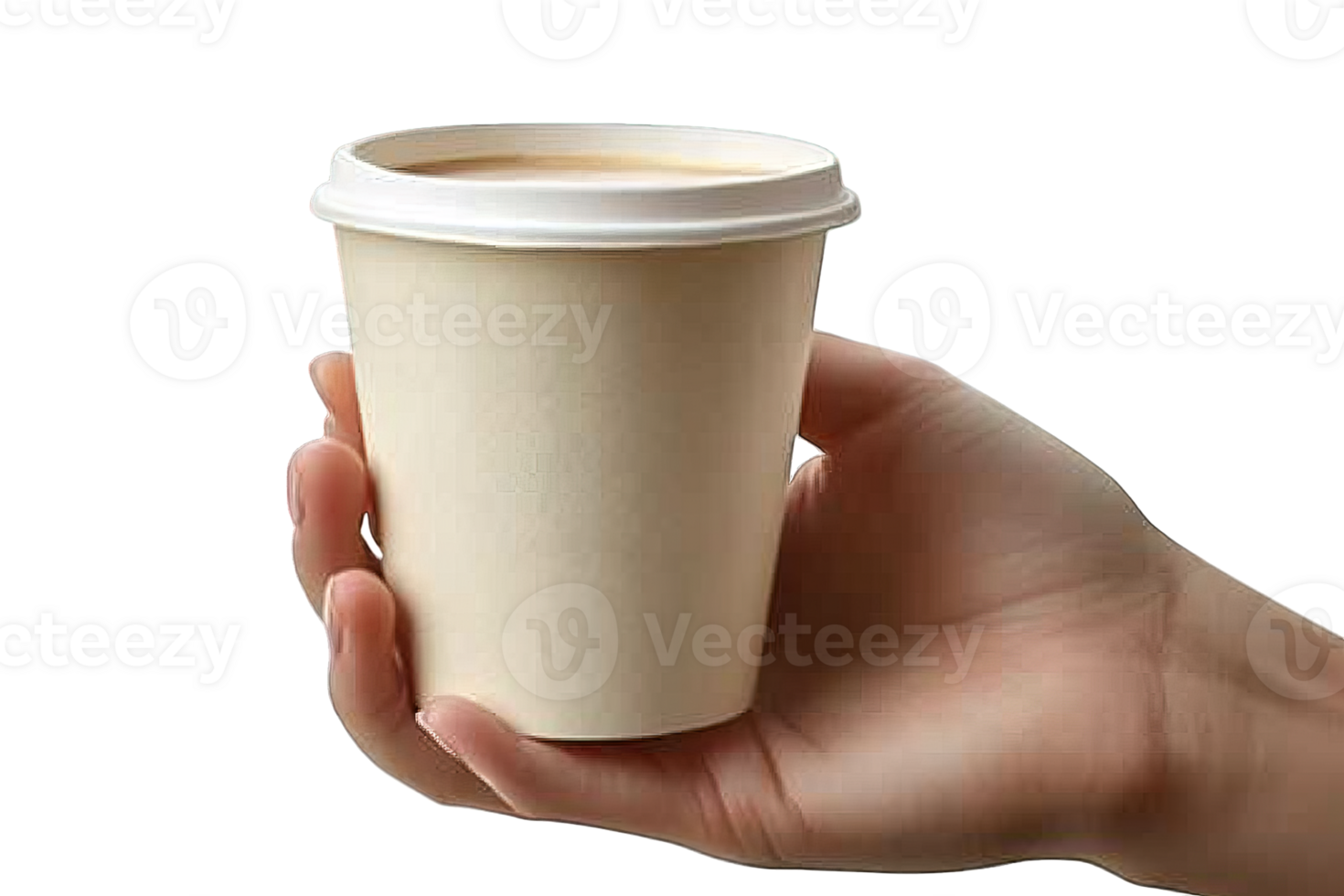 hand holding paper cup isolated on transparent background, png