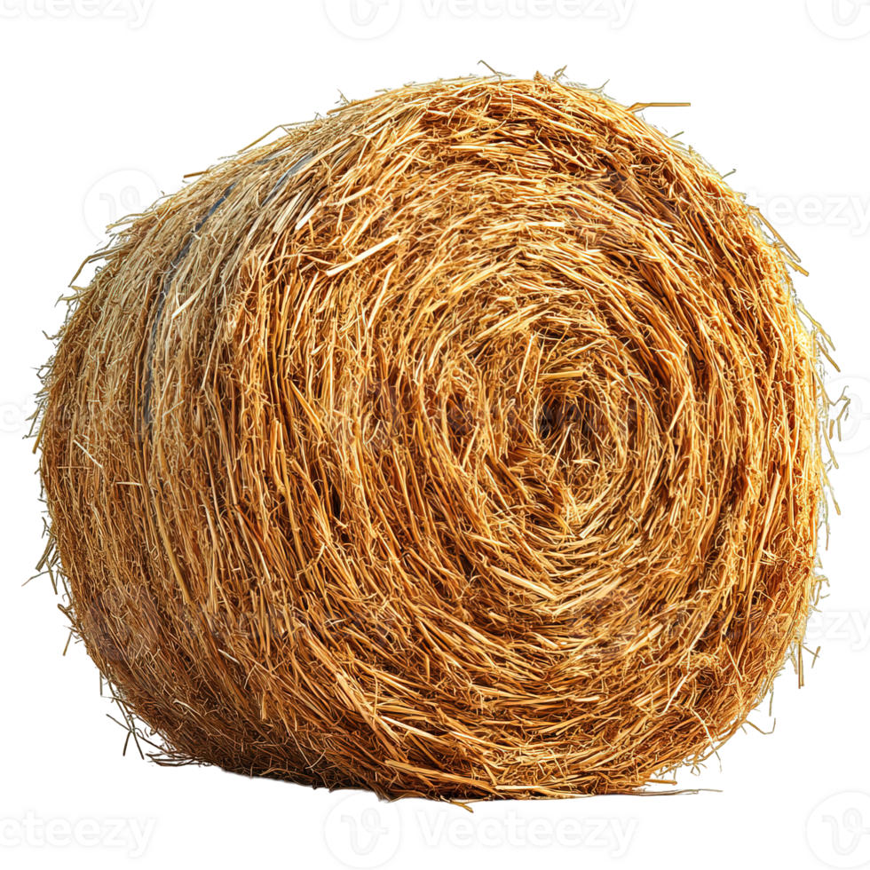 Dry round hay bale isolated on transparent background png