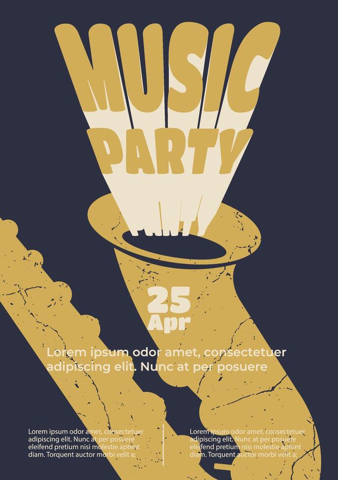 Contemporary art collage. Poster for retro style music party with live music. Concept of musical lifestyle, music parties,creativity, inspiration, imagination, imagination, advertising vector