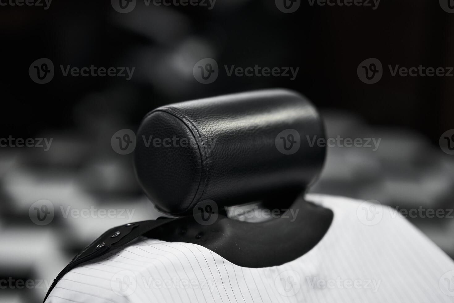 Stylish barber chair ready for client in modern salon setting photo