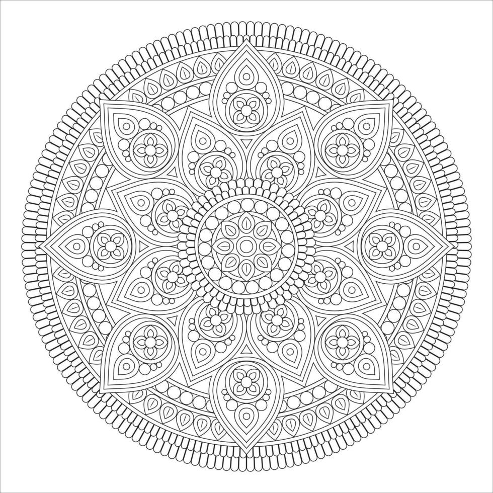 Petal and Dot Mandala with Layered Floral Details vector