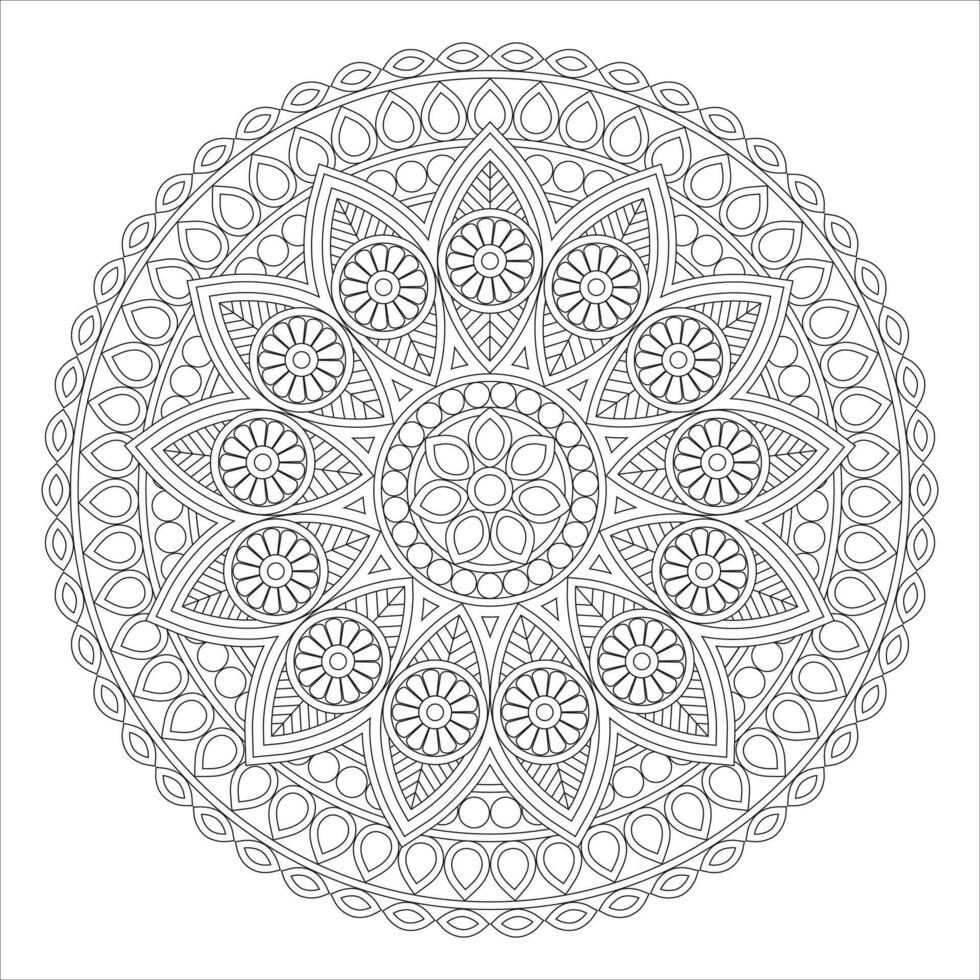 Floral Mandala with Bold Petal Designs and Circular Elements vector