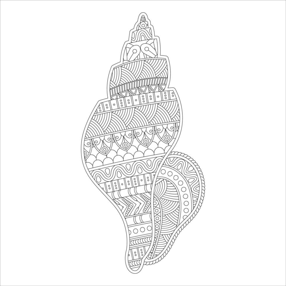 Intricate Conch Shell - Black and White Decorative Illustration vector
