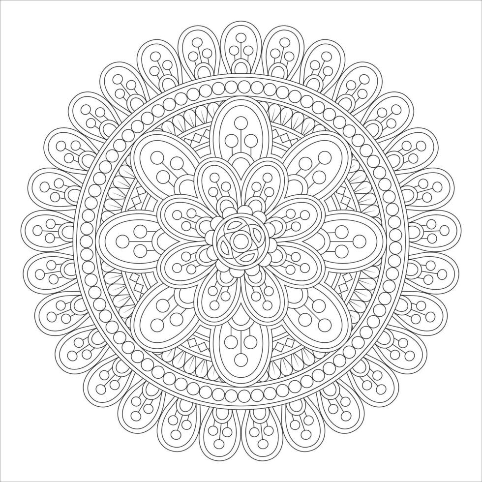 Layered Floral Mandala with Circular Petal Patterns vector