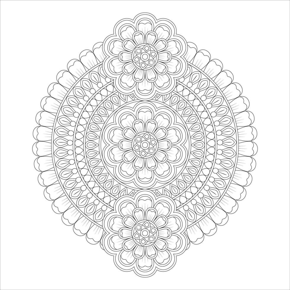 Elegant Mandala with Decorative Borders - Black and White Illustration vector