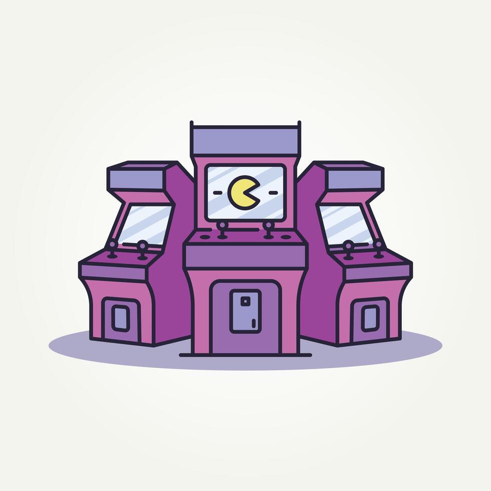 arcade game machine line art flat icon illustration design vector