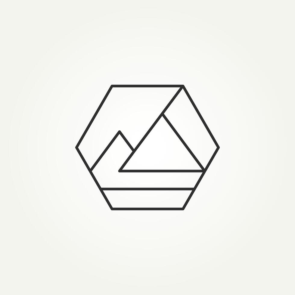 minimalist abstract mountain logo symbolizing development line art badge icon logo illustration design vector
