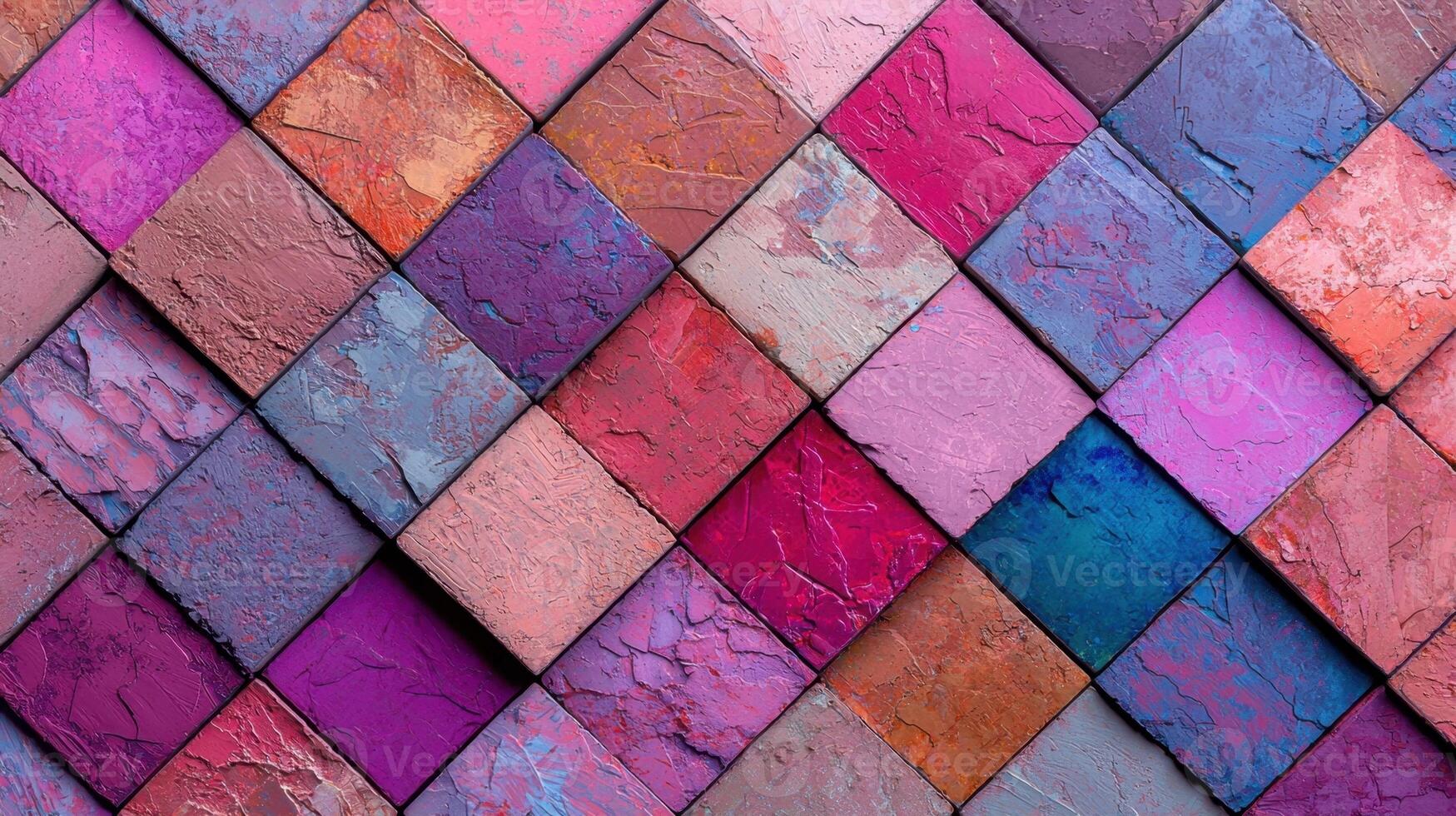 Colorful pattern of squares on a wall photo