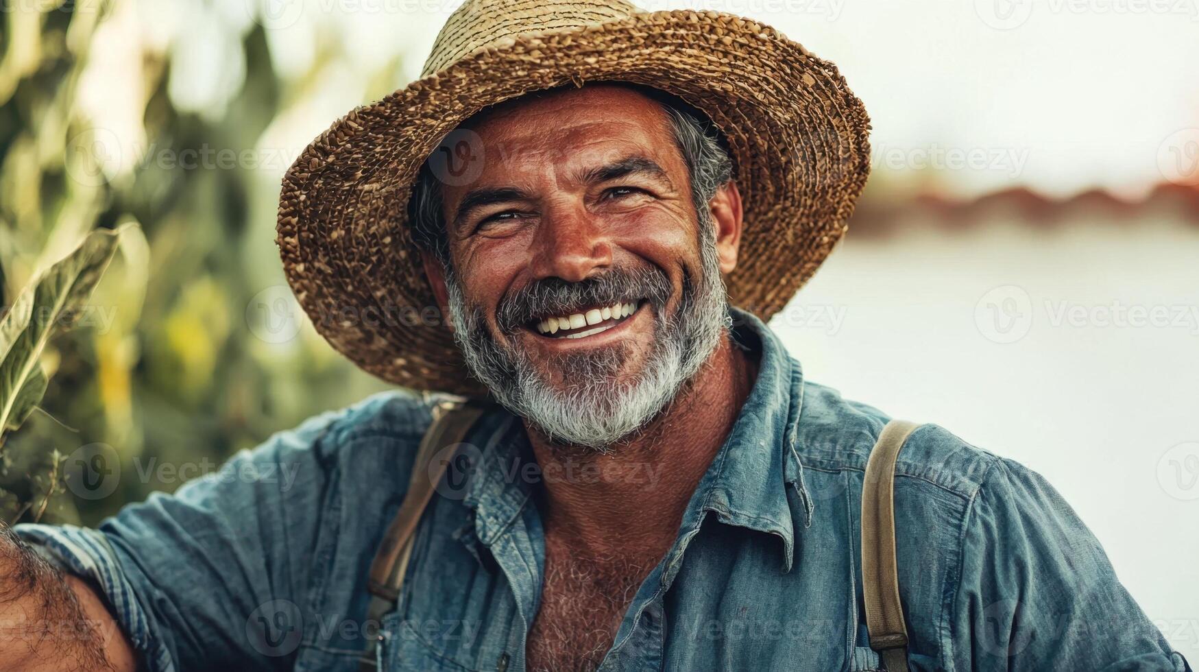 A man with a hat and beard is smiling photo