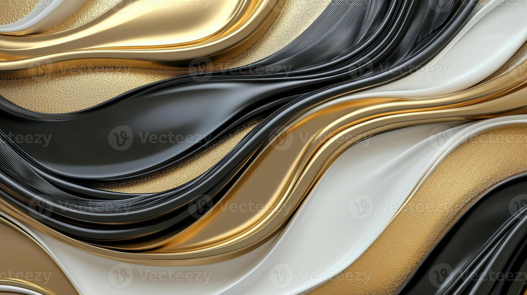 A black and gold abstract background with waves photo