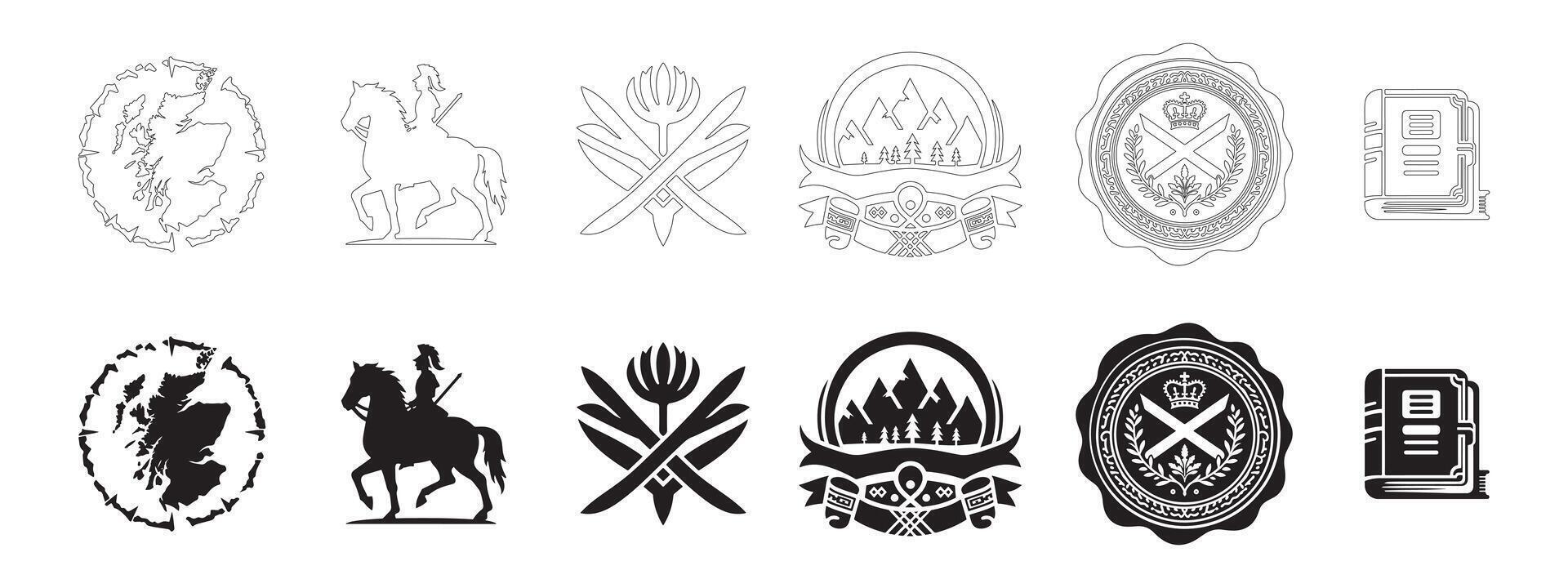 Minimalist Highland Heritage Icons for Modern Designs vector