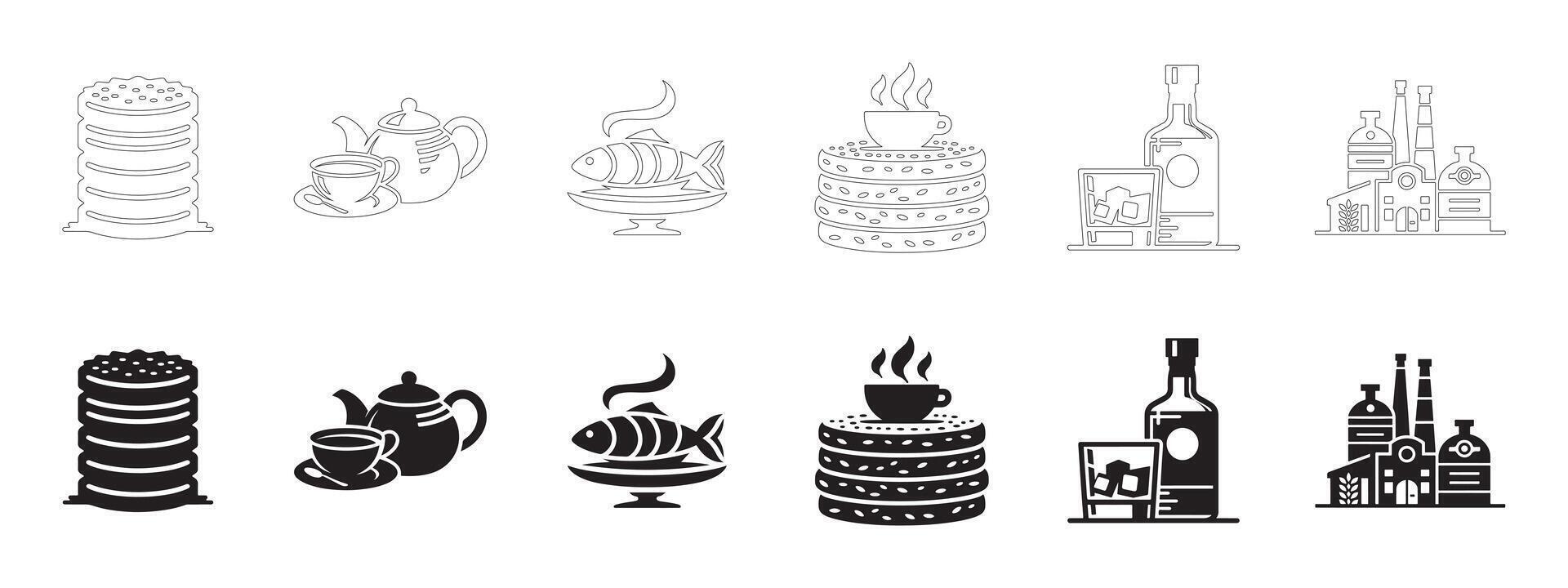 Clean Scottish Food and Drinks Icons for Digital and Print Use vector